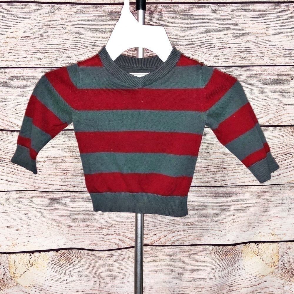 Est 1989 Place Red and Gray Stripe Sweatshirt Size 9-12 M